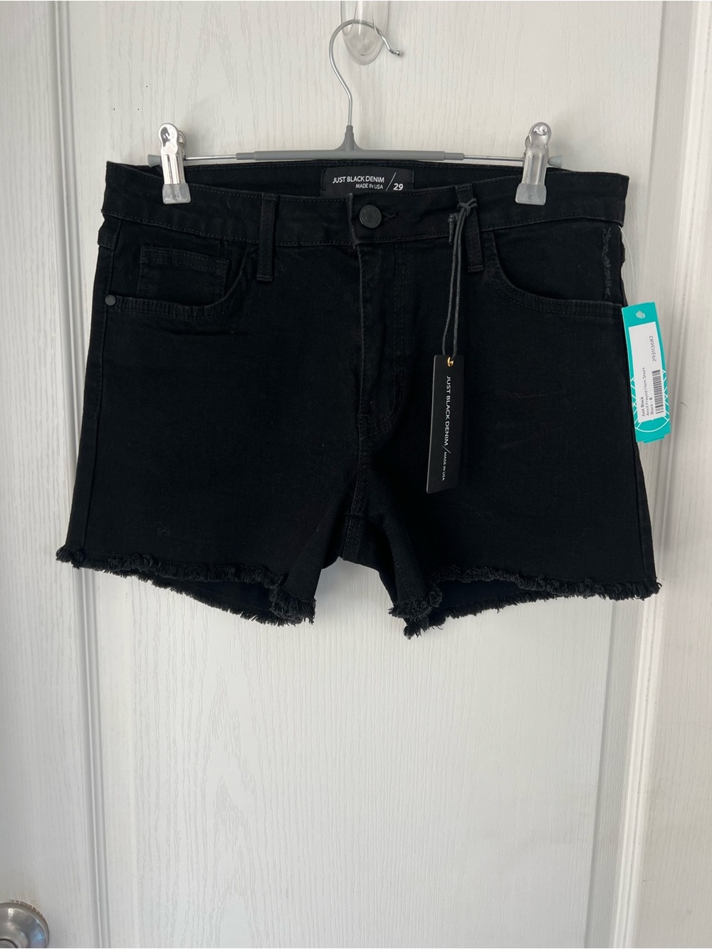 Just Black Black Frayed Hem High-Rise Denim Shorts